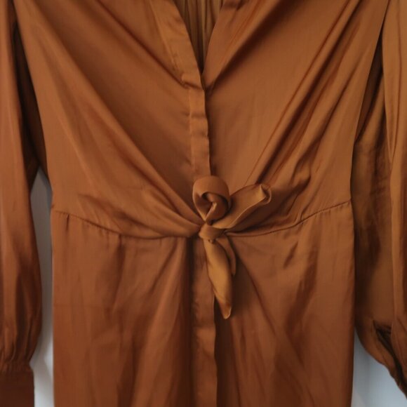 Brochu Walker Madsen Midi Shirt Dress Satin Turmeric Size XS - Picture 10 of 12